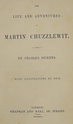 Dickens, Charles - The Life and Adventures of Martin Chuzzlewit. First Edition. engraved pictorial and printed titles, frontis. and 38 plates; earlier 20th cent. gilt ruled polished tan calf, gilt decorated panelled spin